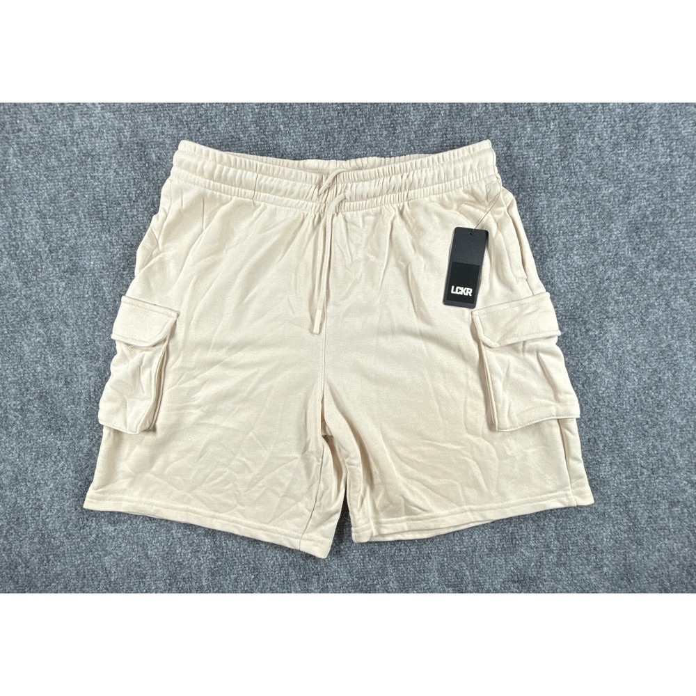 LCKR Boys XL 18-20 Tan GSB Fleece French Terry Drawstring Cargo Shorts NWT